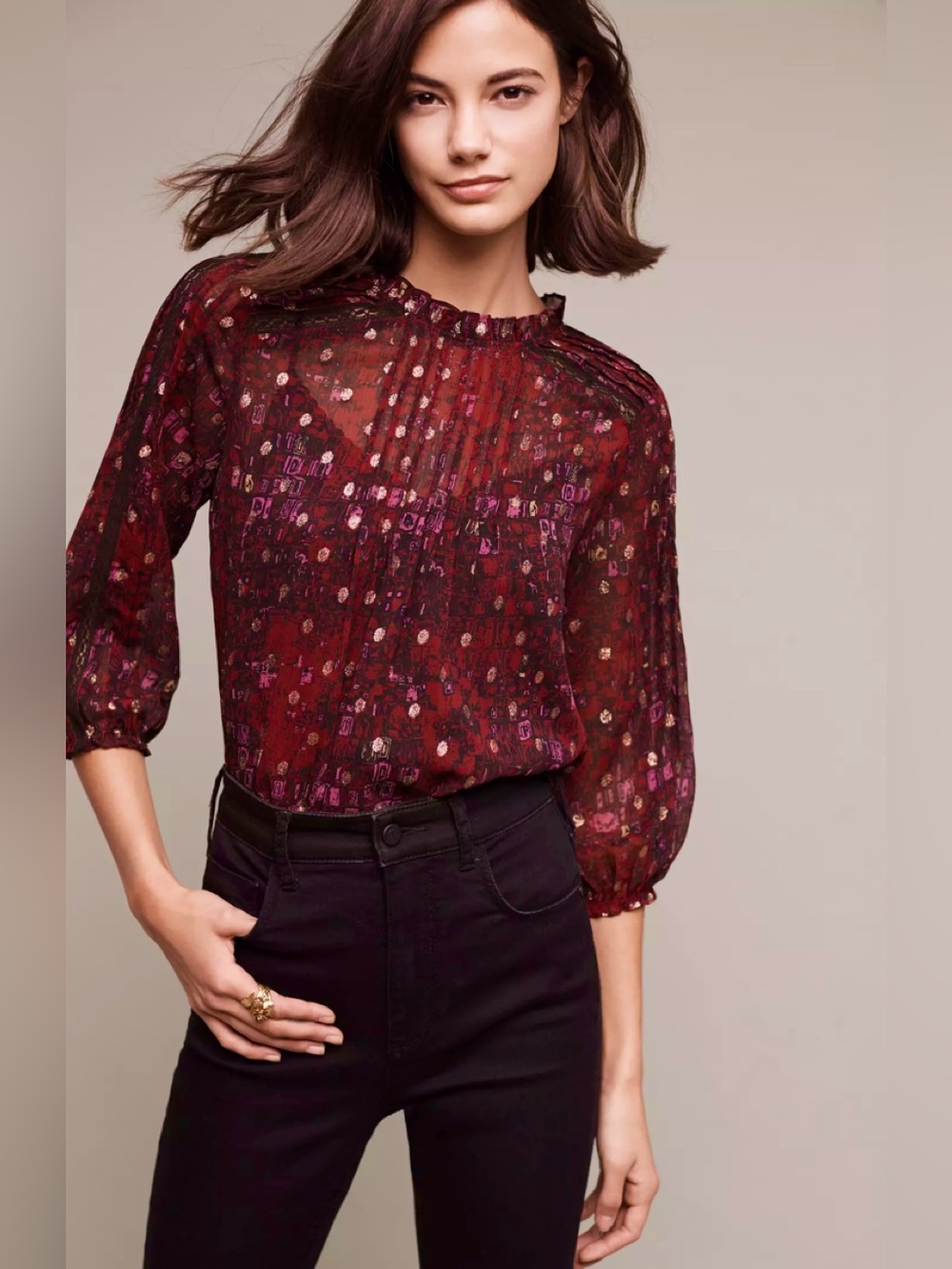 Anthropologie HD in Paris Winterberry Blouse